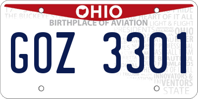 OH license plate GOZ3301