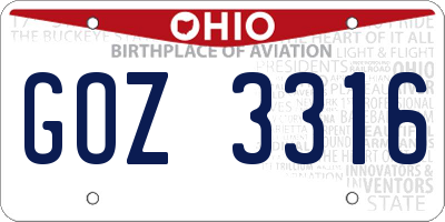 OH license plate GOZ3316
