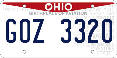 OH license plate GOZ3320