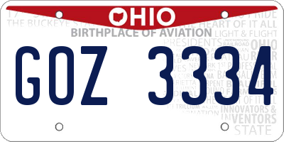 OH license plate GOZ3334