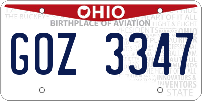 OH license plate GOZ3347