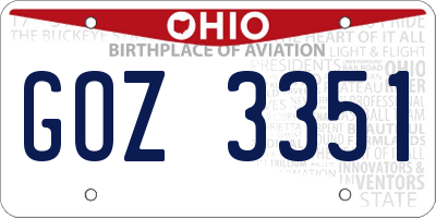 OH license plate GOZ3351