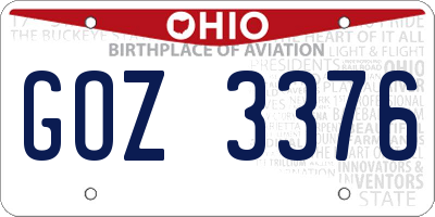 OH license plate GOZ3376