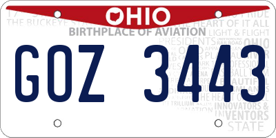OH license plate GOZ3443