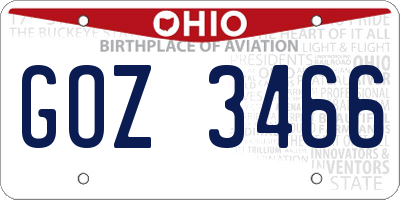 OH license plate GOZ3466
