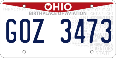 OH license plate GOZ3473