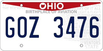 OH license plate GOZ3476