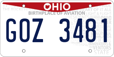 OH license plate GOZ3481
