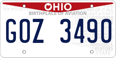 OH license plate GOZ3490
