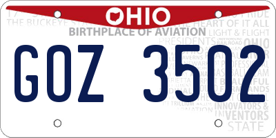 OH license plate GOZ3502