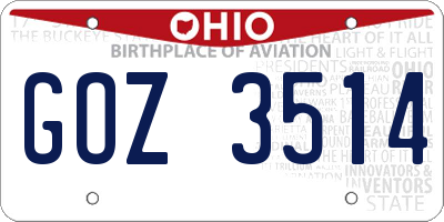 OH license plate GOZ3514
