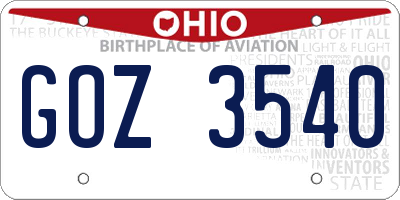 OH license plate GOZ3540