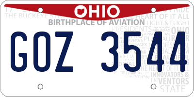 OH license plate GOZ3544