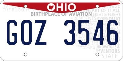 OH license plate GOZ3546