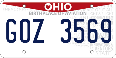OH license plate GOZ3569