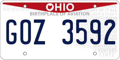 OH license plate GOZ3592