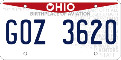 OH license plate GOZ3620