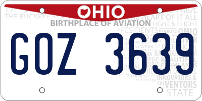 OH license plate GOZ3639