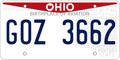 OH license plate GOZ3662