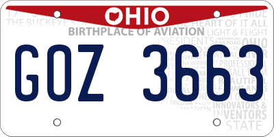 OH license plate GOZ3663