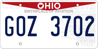 OH license plate GOZ3702