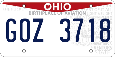 OH license plate GOZ3718