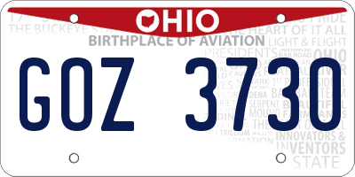 OH license plate GOZ3730