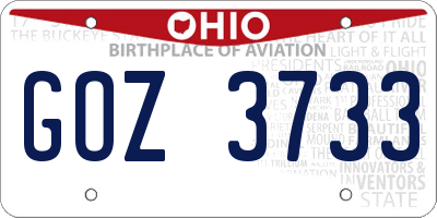 OH license plate GOZ3733