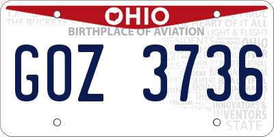 OH license plate GOZ3736