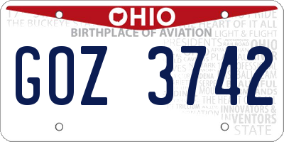OH license plate GOZ3742