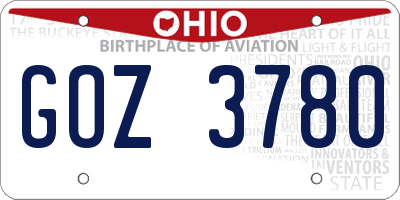 OH license plate GOZ3780