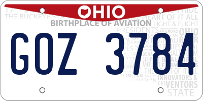 OH license plate GOZ3784