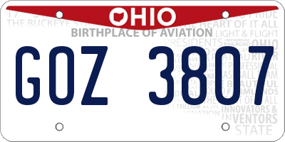 OH license plate GOZ3807