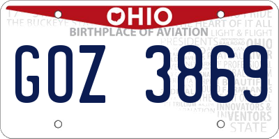 OH license plate GOZ3869