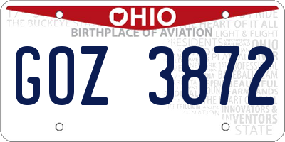 OH license plate GOZ3872