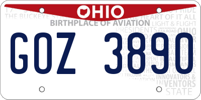 OH license plate GOZ3890