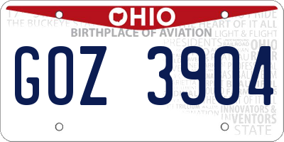OH license plate GOZ3904