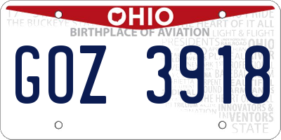 OH license plate GOZ3918