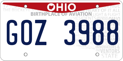 OH license plate GOZ3988