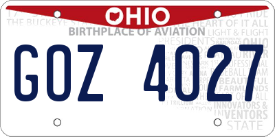 OH license plate GOZ4027