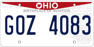 OH license plate GOZ4083