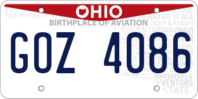 OH license plate GOZ4086