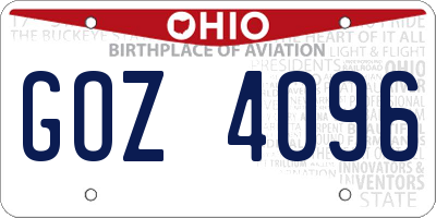 OH license plate GOZ4096