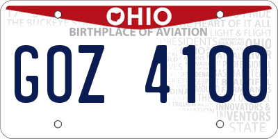 OH license plate GOZ4100