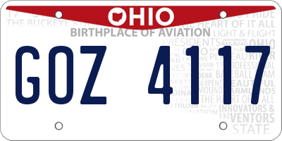OH license plate GOZ4117