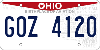OH license plate GOZ4120
