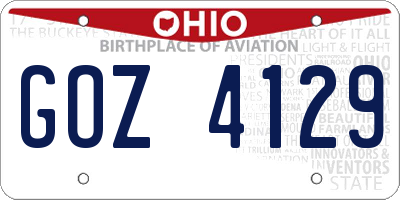 OH license plate GOZ4129