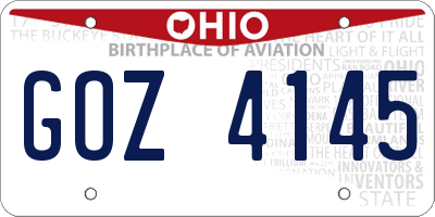 OH license plate GOZ4145