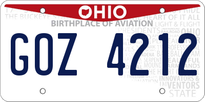 OH license plate GOZ4212