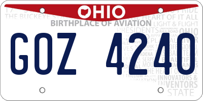 OH license plate GOZ4240